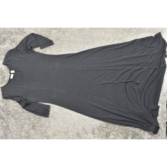 Chico's Gray Hi-Low Shift Dress Size 0 Rayon Preowned 3/4 Sleeve Stretch - Picture 4 of 8